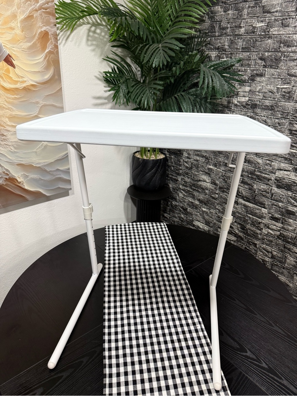 White Adjustable Folding Side Table